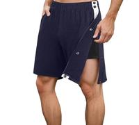 Caxndycing Pantalon de rééducation pour homme - Ouverture latérale - Short fracturé - Short court - Pour patient - Vêtement après loisirs - Soins des patients, bleu marine, XL