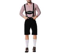 Caxndycing Pantalon traditionnel en cuir pour homme avec bretelles, motif floral, broderie bavaroise, tenue bavaroise, pour la fête de la bière, salopette traditionnelle en cuir véritable, BK4., XXL