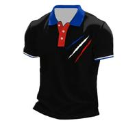 Caxndycing Polo pour homme - Maillot de France - Polo pour homme - T-shirt de golf - Drapeau de la France - Col Henley - Chemise de sport - Imprimé drapeau - T-shirt de randonnée, Noir 03., 3XL