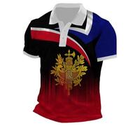 Caxndycing Polo pour homme - Motif drapeau de la France - Manches courtes - Col montant - Henley - Chemise d'été boutonnée - Coupe droite - Chemise de loisirs - Chemise de golf, Bleu 01., XXL