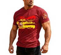 Caxndycing Polos pour hommes à manches courtes avec drapeau espagnol, t-shirt de sport pour le football, t-shirt d'entraînement d'été à col rond, haut de musculation, fitness, bodybuilding, t-shirt de