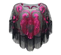 Caxndycing Poncho de fête à paillettes décoré en tulle pour châle à langer écharpe perles décoration pour dîners et fêtes élégante cape à paillettes Étole scintillante, Rose, taille unique