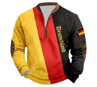 Caxndycing Pull Allemagne pour homme Impression aigle allemand Pull de travail Sweat-shirt sportif Oversize Classique Pull pour homme Drapeau de l'Allemagne Veste de survêtement Veste de sport, jaune