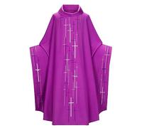 Caxndycing Robe de Messe pour Homme, Église Catholique, Célébrant, Père, Prêtre, Chasuble de Cérémonie, Célébration, Violet (02), Taille Unique