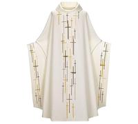 Caxndycing Robe de Mesure pour Homme - Église Catholique - Célébrant - Père - Casel - Ornat - Blanc (02), Taille Unique