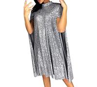Caxndycing Robe pailletée pour femme festive mariage robes élégante robe de soirée manches longues écharpe robe de cocktail sexy robe de fête mini robe robe à paillettes pour femmes tenue disco