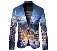 Caxndycing Sakko Blazer de Noël pour homme Veste de Noël pour homme Veste de loisirs festive pour hommes Noël Ugly T-shirt amusant Fête de costume Manteau Xmas Mariage Fête Festive Smoking, jaune, M