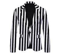 Caxndycing Sakko Veste de loisirs moderne pour homme Coupe ajustée Veste de mariage Coupe droite Blazer avec imprimé zèbre Veste simple à un bouton pour carnaval, dîner, fête, bal de fin d'année
