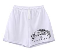 Caxndycing Short cargo pour homme - Short d'été Los Angeles - Taille élastique - Avec poche - Short de sport - Pantalon de loisirs - Court - Jambe large - Pantalon de jogging, Blanc., S