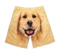 Caxndycing Short Loisirs Créatifs pour Hommes Mignon Shorts avec Imprimé Chien Golden Retriever Short Graphique Taille Haute Décontracté Été Chien, kaki, L