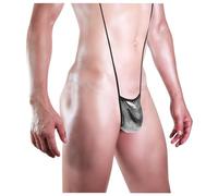 Caxndycing String Homme Sous-vêtements Mankini Borat Tanga Drôle Natation G-Strings Thongs pour Hommes Maillot de Bain Sous-vêtement Taille Unique Maillot de Bain Serré Mode Bikini, Argent (Silver),