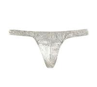 Caxndycing String pour homme à paillettes brillantes - Dos en T - Sous-vêtement pour homme - String à paillettes - Tanga Bulge Pouch - Slip pour homme - Mini bikini - Sous-vêtements sexy, Blanc., M