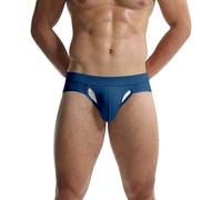 Caxndycing String Tanga pour Homme en Soie Glace Transparente Sous-Vêtement avec Sac Séparé, Culottes Sans Coutures pour Homme, Slip Stretch pour Sports avec Testicules, Sexy Jockstrap, bleu, XL
