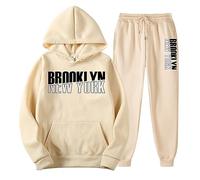 Caxndycing Survêtement de jogging New York pour homme - 2 pièces - Unisexe - Avec sweat à capuche et pantalon - Couleur unie, kaki, XL