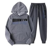 Caxndycing Survêtement de jogging pour homme New York - 2 pièces - Automne - Léger - Survêtement basique - Unisexe - Ensemble de jogging uni, gris, S