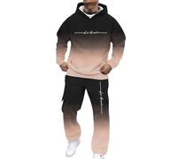 Caxndycing Survêtement en coton pour homme - Avec cordon de serrage - Dégradé de couleurs - Sweat à capuche et pantalon cargo - Survêtement de sport Y2K - 2 pièces - Pour l'automne et l'hiver - Chaud