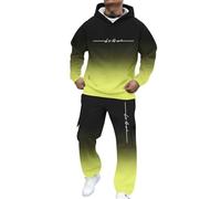 Caxndycing Survêtement en coton pour homme - Avec cordon de serrage - Dégradé de couleurs - Sweat à capuche et pantalon cargo - Survêtement de sport Y2K - 2 pièces - Pour l'automne et l'hiver - Chaud