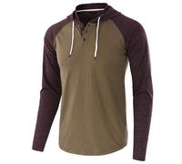 Caxndycing Sweat à capuche à manches longues en coton pour homme - T-shirt de baseball classique - Pull à capuche avec cordon de serrage - Respirant - Fin - Décontracté - Léger - Bloc de couleurs,
