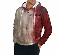 Caxndycing Sweat à capuche d'Halloween pour homme - Sweat à capuche effrayant sanglant avec boutons éclaboussures de sang - Sweat à capuche avec impression lettre d'horreur - Pull à manches longues