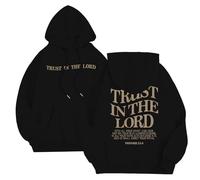Caxndycing Sweat à capuche pour homme avec imprimé « Trust in The Lord Print » - Unisexe - Mode - Manches longues - Décontracté - Grande taille - Sweat à capuche - Hip Hop, Noir , L