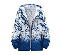 Caxndycing Sweat à capuche pour homme - Léger - Résistant à l'eau - Respirant - Printemps - Automne - Fermeture éclair intégrale - Coupe-vent - Vestes légères - Vêtement de protection solaire, bleu