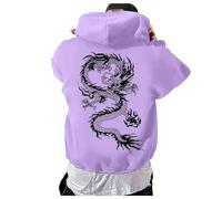 Caxndycing Sweat-shirt Oversized pour Homme avec Impression au Dos Y2K - Sweat à Capuche Décontracté avec Impression de Lettres et de Dragon - Veste Sweat Hip Hop Streetwear avec Poches - Sweat-shirt