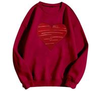 Caxndycing Sweatshirt de Saint-Valentin pour homme et femme - Pull ample à col rond - Manches longues - Motif cœur - Pull en forme de cœur - Pull amusant, rouge, 3XL