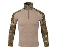 Caxndycing T-shirt de combat pour homme - Équipement militaire - Sweatshirt de police - Pull de l'armée allemande - Pull de l'armée allemande - Paintball - Airsoft - Camouflage - Coupe ajustée -