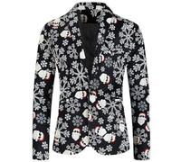 Caxndycing Veste de costume de Noël pour homme - Veste de costume de Noël amusante - Impression 3D - Boule de cristal - Motif imprimé festif - Mariage - Blazer - Modèle 2024, Gris A1., L