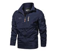 Caxndycing Veste de pluie pour homme - Imperméable - Coupe-vent - Veste de mi-saison - Veste à capuche - Trench fin - Regatta - Manches longues - Coupe-vent - Vêtement de pluie avec poche, bleu, XXL