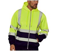 Caxndycing Veste de Travail Pour Homme Réfléchissant - Sweat à Capuche avec Fermeture Éclair - Veste de Sécurité Protection d'Avertissement