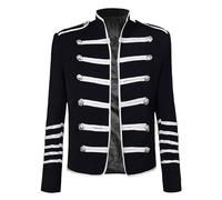 Caxndycing Veste pour homme punk gothique frack steampunk Napoléon - Veste de costume victorienne rétro - Veste de costume européen - Col montant - Haut de performance - Costume de danse, Noir , XXXL