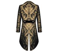 Caxndycing Veste Steampunk Frack Vintage Victorien Gothique Smoking Moyen-Âge Renaissance Manteau Cosplay Costume de scène Mariage Fête Veste Broderie de Luxe, or, M