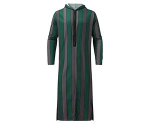 Caxndycing Vêtements islamiques pour homme - Vêtement de prière, col debout, manches longues, arabe arabe, dubaï, vert, L