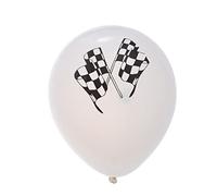 CAXUSD 15pièces Ballons Latex Fête Motif Drapeau Course Blanc Noir Argenté Confettis Paillettes Décoration Gonflables Lot