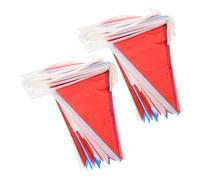 CAXUSD 2 pièces Guirlande de Fanions Triangulaires Rouge Blanc et Bleu Résistante Aux Intempéries pour Décoration Extérieure de Fête Nationale Anniversaire et Mariage