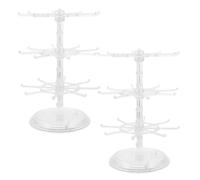 CAXUSD 2 Pièces Organisateur Bijoux Rotatif Niveaux Transparent Support Colliers Boucles Oreilles Bracelets Rangement Multiaccessoires Compact et Stable Lot