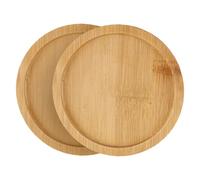 CAXUSD 2 pièces Soucoupes Rondes Bambou pour Pots de Fleurs Plateau de Drainage Étanche Base pour Plantes Intérieur et Extérieur Protection Meubles Eau