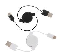 CAXUSD 2pièces Câble USB Type-c Rétractable Charge Rapide Et Synchronisation Lot Noir Et Blanc pour Smartphones Mobiles Et Flexible