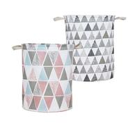 CAXUSD 2pièces Panières à Linge Tissu Ensemble De Grand Capacité Paniers De Rangement Pliable Avec Motifs Grisés Et Roses Lavage Linge