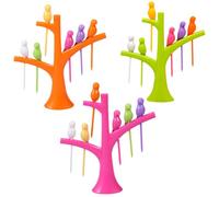 CAXUSD 3 Sets Piques à Fruits Oiseau en Plastique, Réutilisables, Décoration de Gâteau pour Fêtes et Buffets