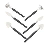 CAXUSD 6 Pièces Kit de Outils de Jardinage Miniatures Acier Inoxydable Truelle Pelle et Râteau pour Plantes Entretien Intérieur de Pots et Jardinage