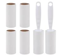 CAXUSD 8 Pièces Rouleau Anti-Peluches Adhésif, Poils et Cheveux Blancs | ABS Blanc, Feuilles de Recharge Incluses, Format Portable, pour Voiture, Voyage et Foyers Actifs