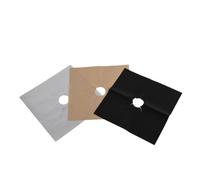 CAXUSD 8pcs Couvercles de Brûleur en Tissu Enduit Argenté, Protecteurs Réutilisables Trou Central Prédécoupé, Faciles à Nettoyer pour Cuisinière à Gaz