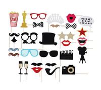 CAXUSD Accessoires CréAtifs pour Photos De FêTe Ensemble 33 PièCes Accessoires De CinéMa en Papier pour DéCorations De FêTe d'anniversaire Et PremièRes De Films