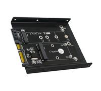 CAXUSD Adaptateur Msata vers Sata 3.0 Baie 3,5 Pouces, Métal Noir | Double Sortie Sata, sans Pilote, Indicateur LED Bleu, pour SSD Msata et Migration de Données
