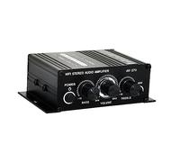 CAXUSD Amplificateur De Puissance Audio Numérique Stéréo 2 Canaux 12v pour Enceinte Passive Intérieur Mini Compact Polyvalent Noir Réglage Volume Aigus Et Basses