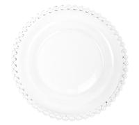 CAXUSD Assiette à Salade en Verre Bord Perlé, Assiette à Dessert Créative | Usage Maison pour Dîner et Réception, Design Simple Élégant, Décoration et Conservation des Aliments