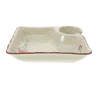 CAXUSD Assiette en Céramique et Compatible Lave-vaisselle Beige avec Compartiment à Sauce, Plat à Trempette Vaisselle Cuisine Simple pour Raviolis