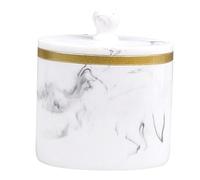 CAXUSD Boîte à Cure-dents et Cotons-tiges avec Motif Marbre, Résine Solide, Couvercle Protecteur, Design Compact, pour Salle de Bain et Rangement Domestique,